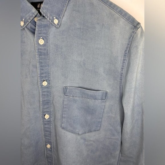 Men’s H&M Blue Loose Fitting Jean Style Cotton Shirt Size M - Picture 4 of 10